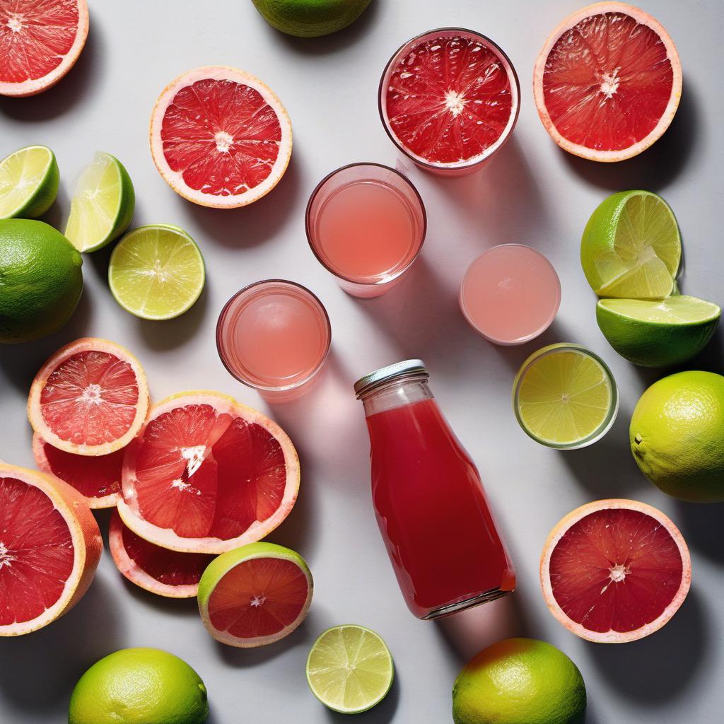 Items needed to answer the question, How do I create a Nymphs Nectar Mocktail. Items include:  Fresh Grapefruit Juice  Cranberry Juice  Simple Syrup  Lime Juice  Soda Water
