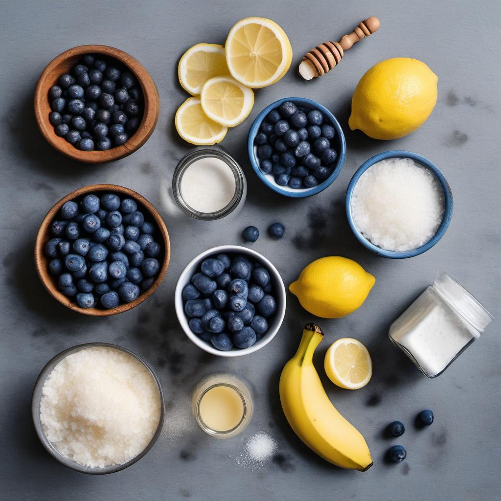 Items needed to answer the question, How do I make Storm Elemental Sorbet. Items include:  Frozen blueberries  Frozen banana  Coconut milk  Honey  Freshly squeezed lemon juice  Pinch of sea salt