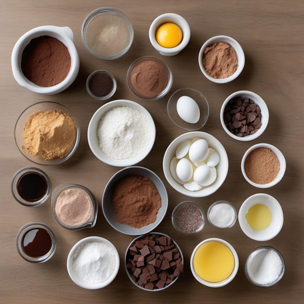 Items needed to answer the question, How do I make dreamy chocolate doughnuts. Items include:  All-purpose flour  Cocoa powder  Baking powder  Salt  Butter  Granulated sugar  Eggs  Vanilla extract  Buttermilk  Vegetable oil  Chocolate chips