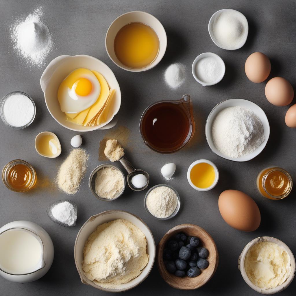 Items needed to answer the question, How do I surprise my friends with Moonlit Meadow Muffins. Items include:  all-purpose flour  baking powder  baking soda  butter  sugar  honey  eggs  milk