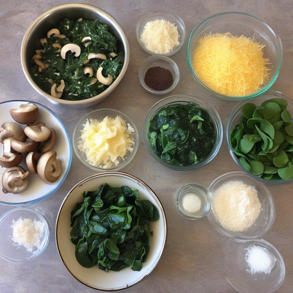 Items needed to answer the question, How do I make Enchanted Earth Empanadas. Items include:  Mushrooms  Spinach  Onion  Garlic  Cheese  Flour  Salt  Butter  Water  Pixie Dust