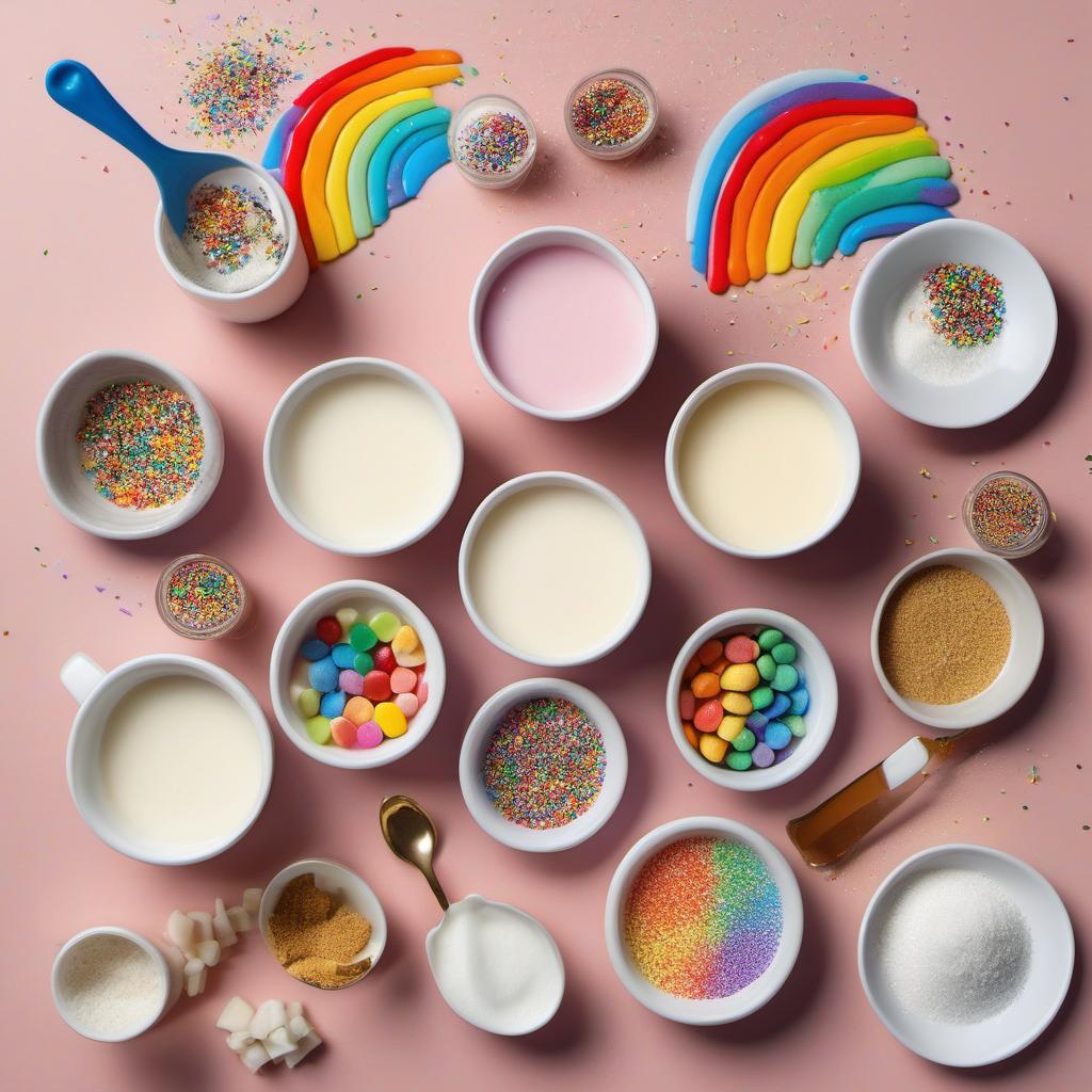 Items needed to answer the question, How do I make Troll Treasure Taffy ice cream. Items include:  Heavy cream  Whole milk  Sugar  Vanilla extract  Salt  Rainbow-colored candies or sprinkles