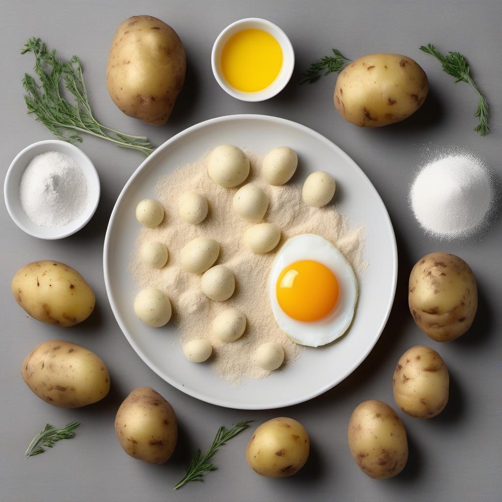 Items needed to answer the question, How do I throw a gnome-themed Gnocchi party. Items include:  potatoes  flour  egg  salt  gnome magic dust