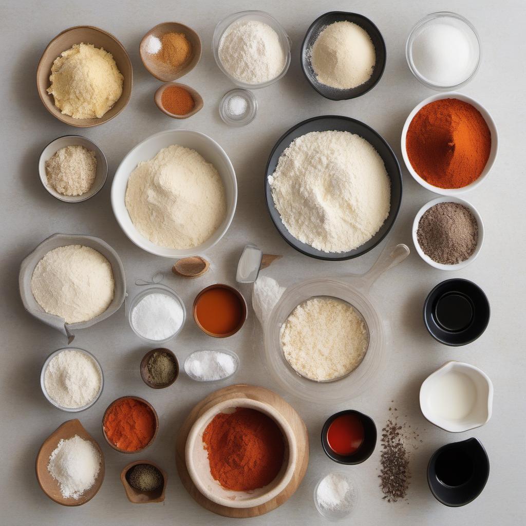 Items needed to answer the question, How do I bake Supernova Spice Snack Puffs. Items include:  all-purpose flour  baking powder  salt  black pepper  ground cayenne pepper  paprika  garlic powder  onion powder  grated Parmesan cheese  unsalted butter  milk  egg