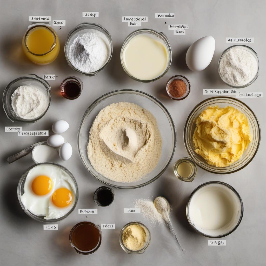 Items needed to answer the question, How do I bake Valley Vanilla Cupcakes. Items include:  all-purpose flour  baking powder  salt  unsalted butter  granulated sugar  eggs  vanilla extract  whole milk