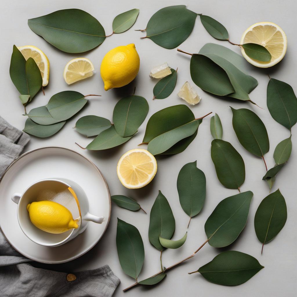 Items needed to answer the question, How do I create a refreshing Eucalyptus Lemonade. Items include:  Eucalyptus leaves  Sugar  Cold water  Lemons