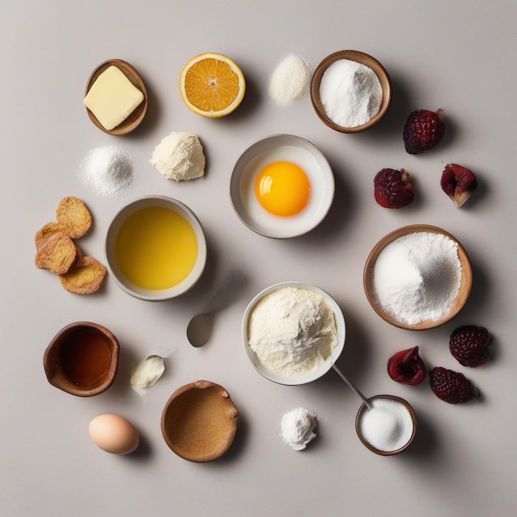 Items needed to answer the question, How do I customize Solar Flare Fruit Tarts. Items include:  flour  sugar  butter  salt  vanilla extract  egg  cosmic fruit