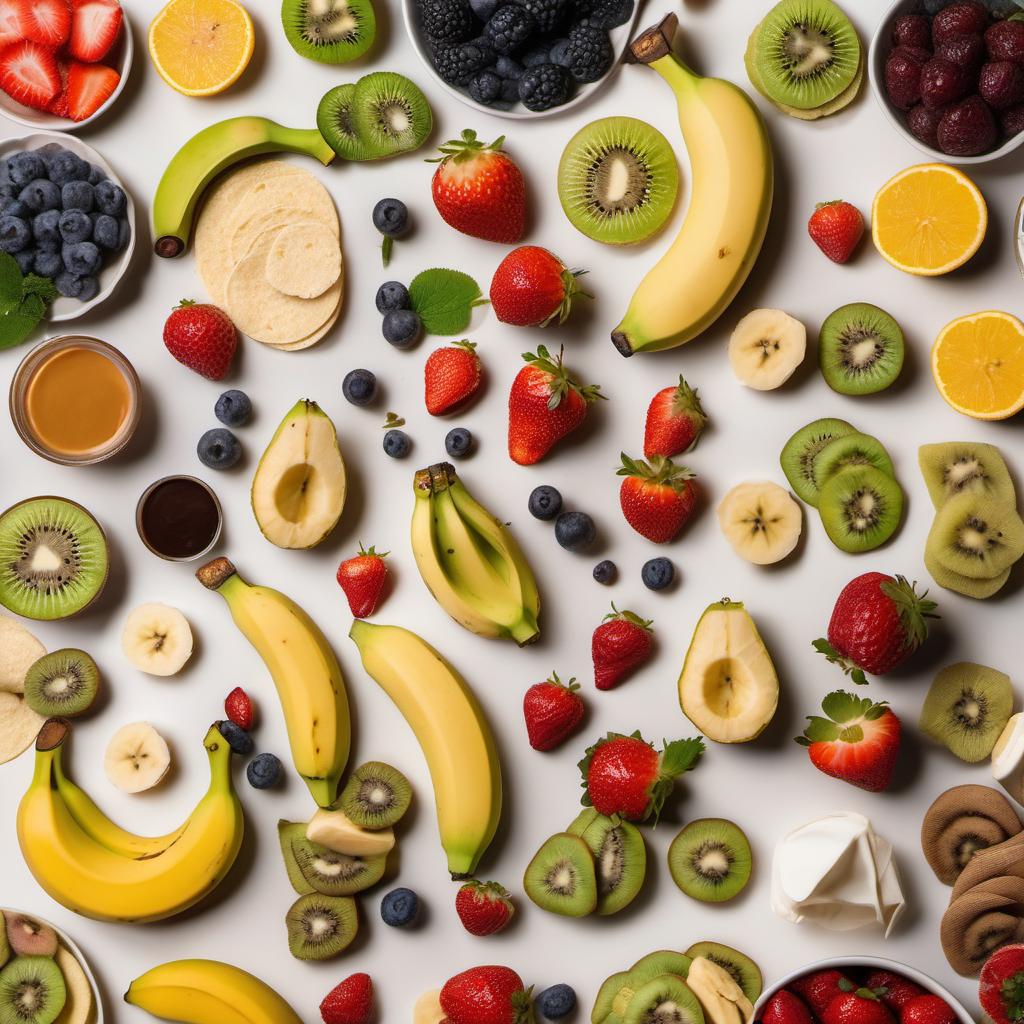 Items needed to answer the question, How do I make Breakfast Sushi with kids. Items include:  Soft Tortillas  Assorted Fruits  Nutella or Peanut Butter  Toothpicks