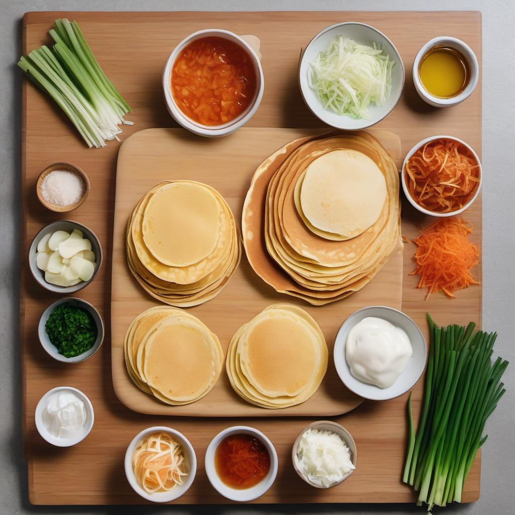 Items needed to answer the question, How do I spice up my pancakes with Kimchi. Items include:  Pancake mix  Kimchi  Green onions  Vegetable oil