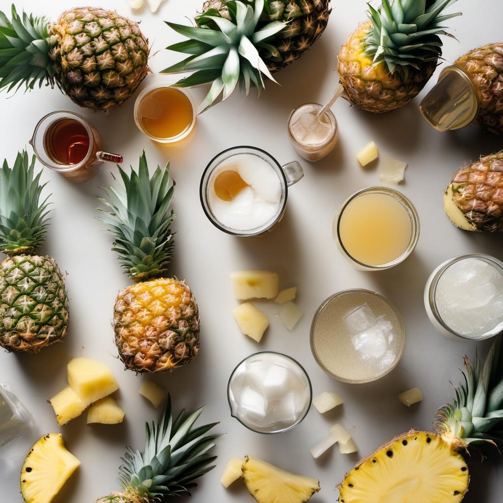 Items needed to answer the question, How do I craft a Kombucha Pina Colada. Items include:  Pineapple Chunks  Coconut Milk  Rum  Kombucha
