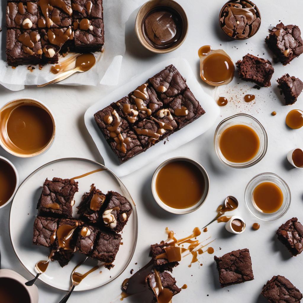 Items needed to answer the question, How do I make Miso Caramel Brownie sundaes. Items include:  Miso Caramel Brownies  Ice cream  Miso caramel sauce  Optional toppings