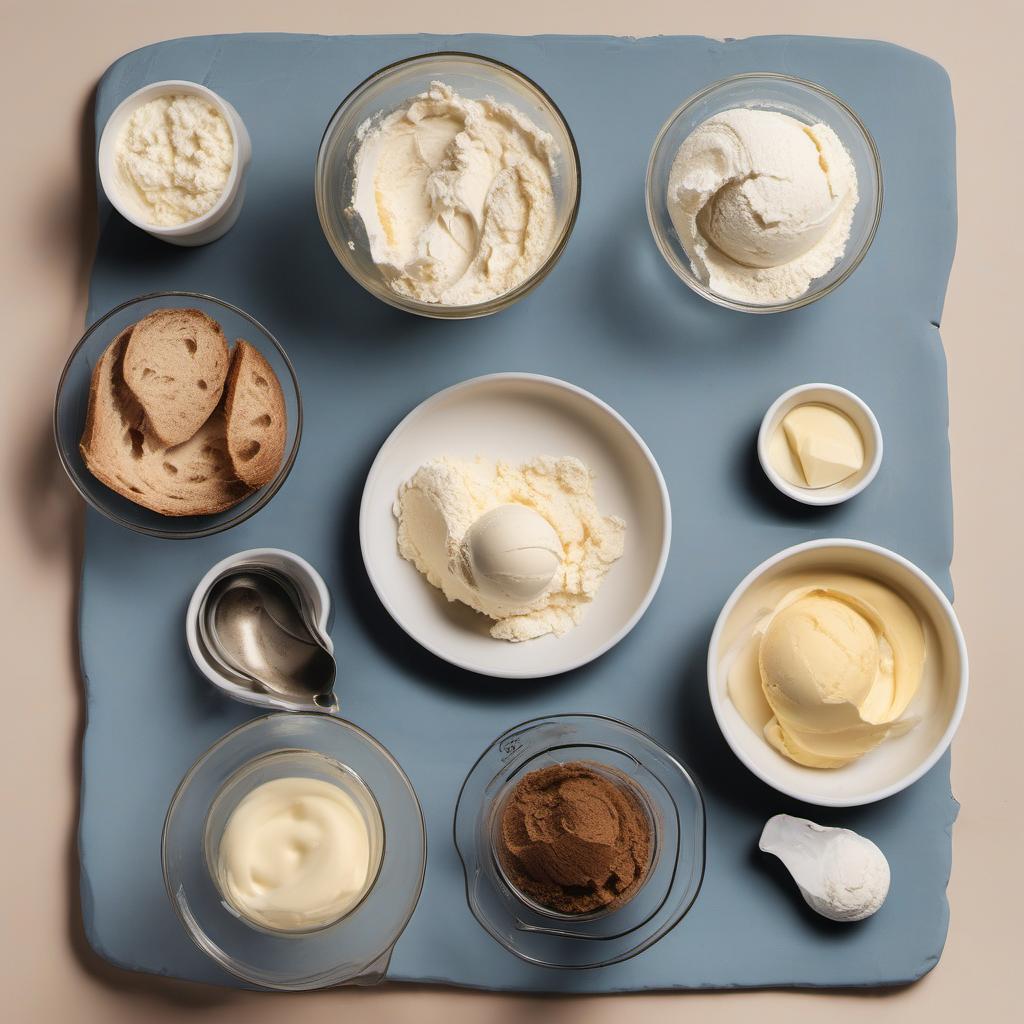 Items needed to answer the question, How do I make Sourdough Ice Cream Bread. Items include:  Ice Cream  Sourdough Starter  Self-rising Flour  Butter