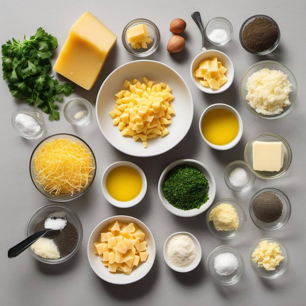 Items needed to answer the question, How do I make creamy truffle mac and cheese. Items include:  Macaroni  Butter  All-purpose flour  Milk  Cheddar cheese  Truffle oil  Salt  Pepper  Fresh chopped parsley