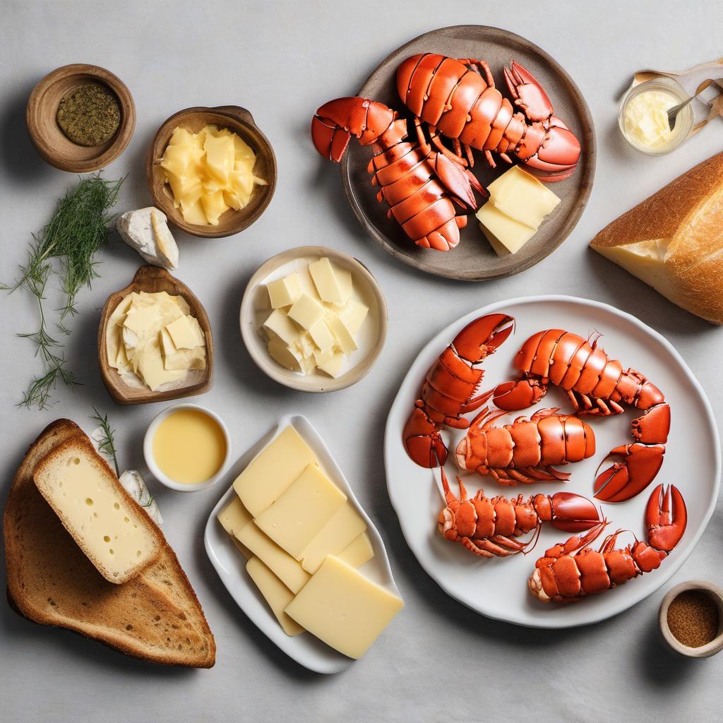 Items needed to answer the question, How do I upgrade my regular grilled cheese to a Lobster Grilled Cheese Sandwich. Items include:  Lobster tails  Bread slices  Butter  Cheese slices