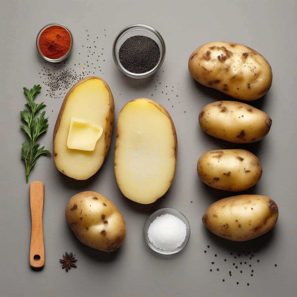 Items needed to answer the question, How do I bake crispy potato skin chips. Items include:  Potatoes  Olive oil  Salt  Black pepper  Paprika