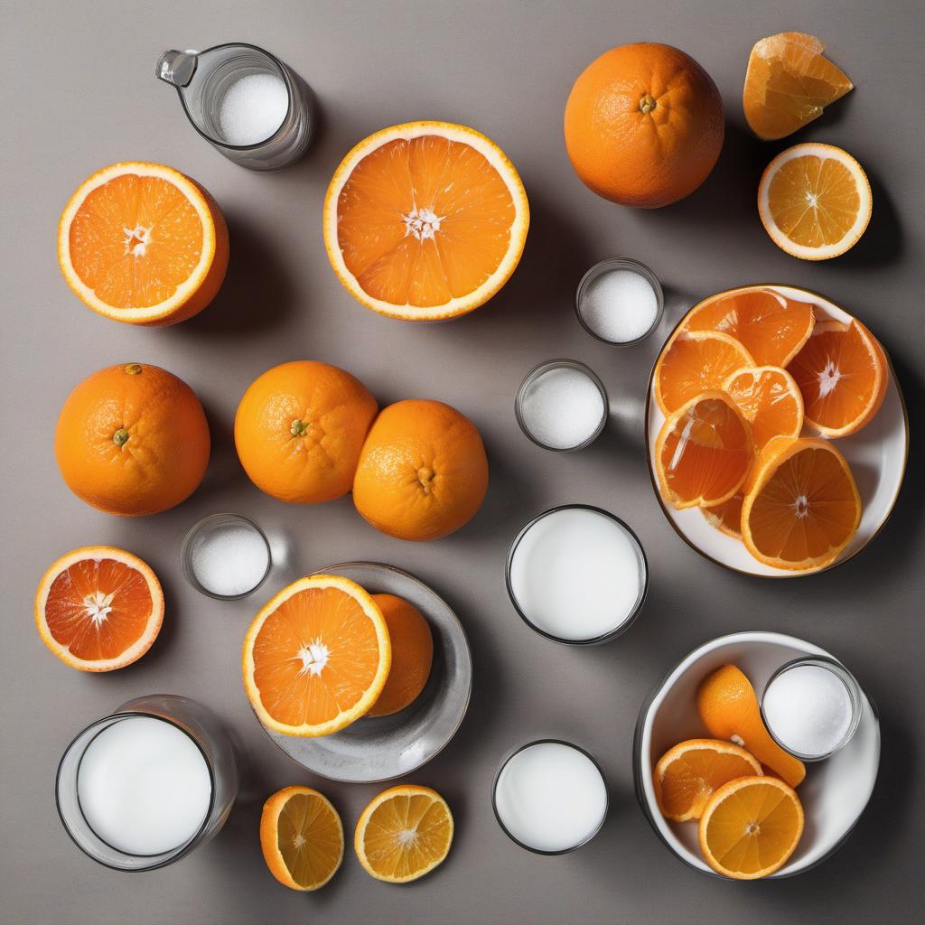 Items needed to answer the question, How do I whip up orange peel candies with a twist. Items include:  Oranges  Water  Sugar