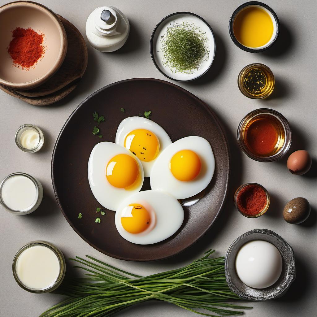 Items needed to answer the question, How do I impress with Truffle-infused Deviled Eggs. Items include:  Eggs  Mayonnaise  Salt  Pepper  Truffle oil  Chives  Paprika