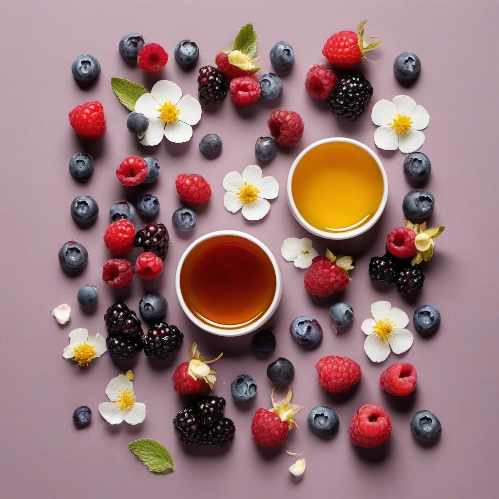 Items needed to answer the question, How do I garnish my Chamomile Honey Panna Cotta. Items include:  Fresh mixed berries  Honey  Edible flowers