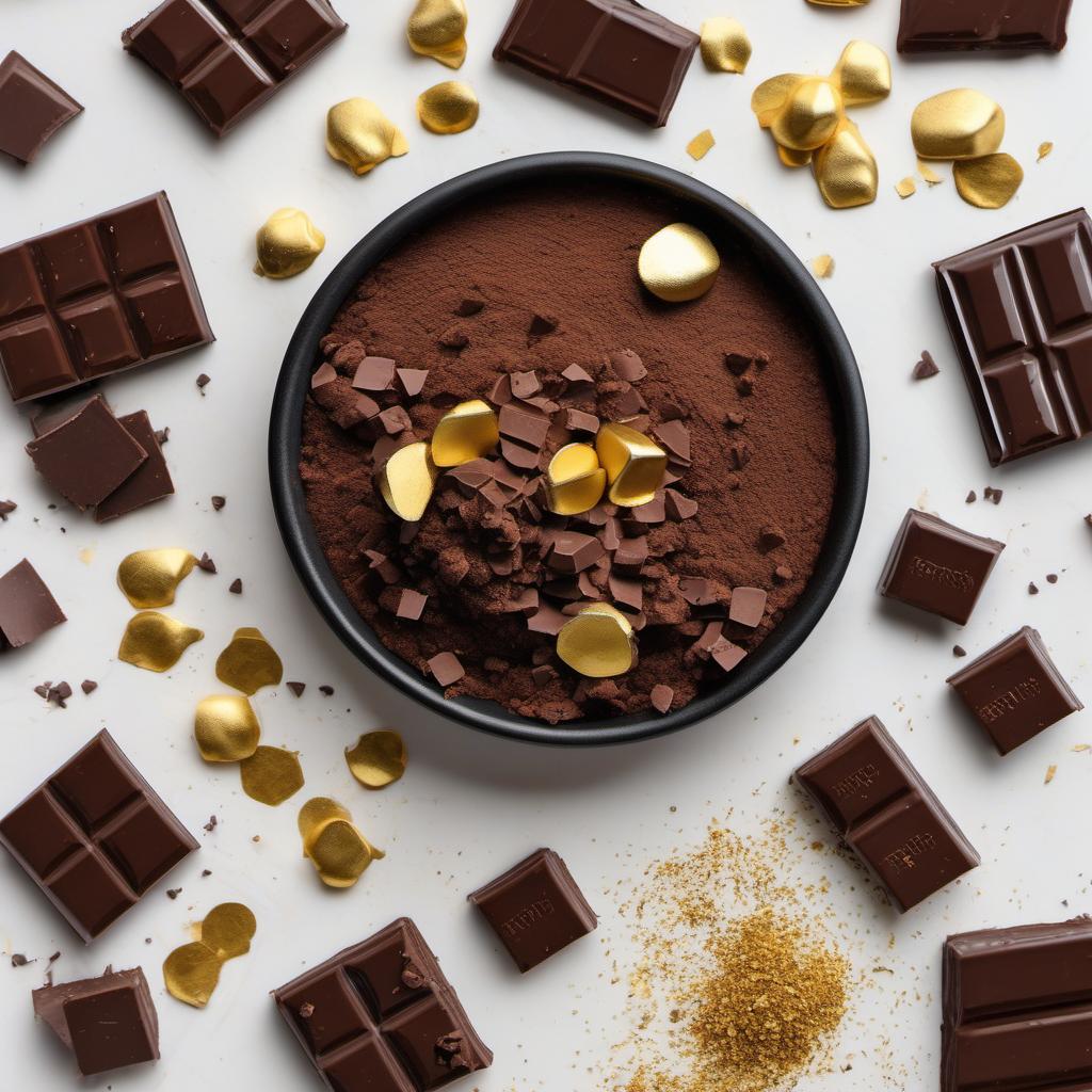 Items needed to answer the question, How do I satisfy my sweet tooth with Chocolate Truffles with Gold Sprinkles. Items include:  Dark Chocolate  Heavy Cream  Vanilla Extract  Unsalted Butter  Cocoa Powder  Edible Gold Sprinkles