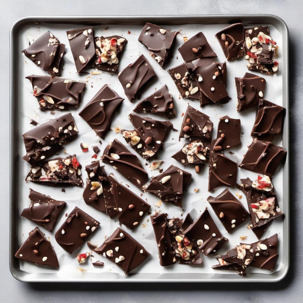 Items needed to answer the question, How do I create a splatter effect on Pollock Chocolate Bark. Items include:  Pollock Chocolate Bark  Chocolate
