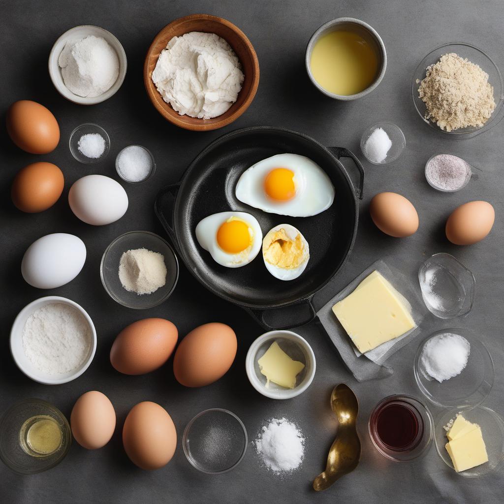 Items needed to answer the question, How do I master the art of baking delicate eclair shells. Items include:  Water  Unsalted butter  Salt  All-purpose flour  Large eggs