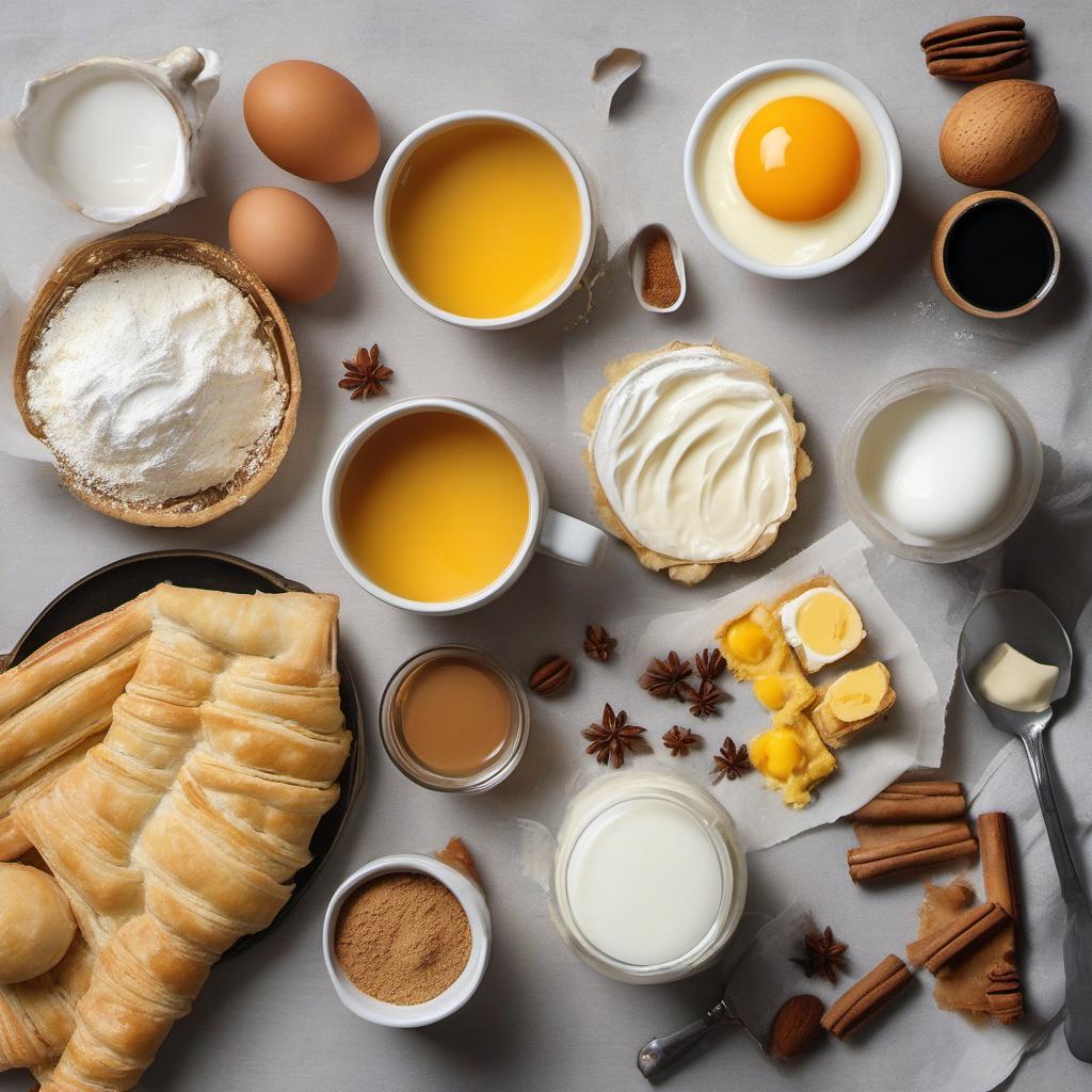 Items needed to answer the question, How do I create Nostalgic Nutmeg Napoleon ice cream. Items include:  Whole milk  Heavy cream  Granulated sugar  Ground nutmeg  Large egg yolks  Puff pastry sheets  Additional nutmeg for garnish