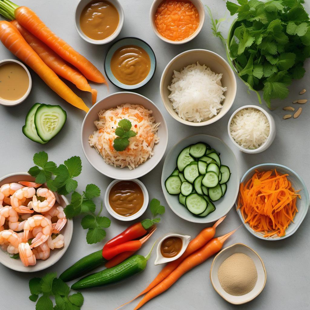 Items needed to answer the question, How do I make See-through Spring Roll Wraps. Items include:  Vegetables  Protein (optional)  Fresh herbs  Rice paper  Dipping sauce