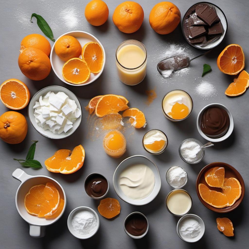 Items needed to answer the question, How do I create mini Tangerine Tiramisu Parfaits. Items include:  Heavy cream  Powdered sugar  Vanilla extract  Freshly squeezed tangerine juice  Ladyfingers  Grated chocolate  Grated tangerine zest