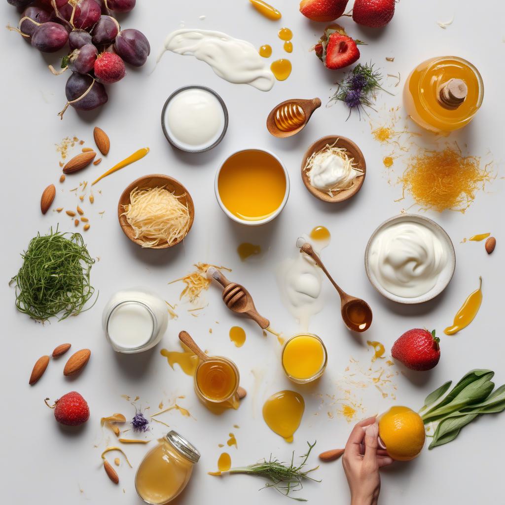Items needed to answer the question, How do I make a Spiralized Saffron Smoothie. Items include:  Saffron threads  Fruits and vegetables  Greek yogurt  Almond milk  Honey