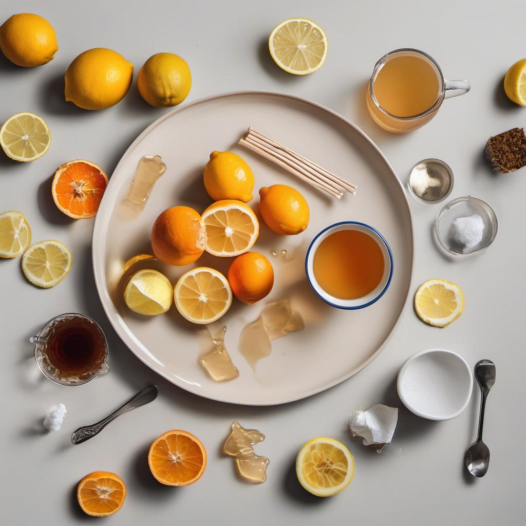 Items needed to answer the question, How do I make Twisted Tangerine Tea. Items include:  Water  Tea bags  Honey  Lemon juice  Tangerine slice