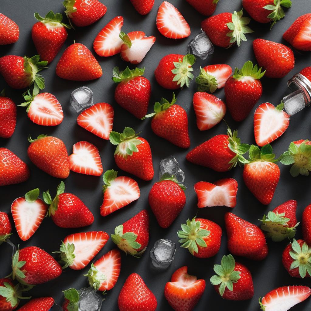 Items needed to answer the question, How do I create a refreshing Striped Strawberry Scotch Mocktail. Items include:  Fresh or Frozen Strawberries  Sugar  Water  Club Soda or Sparkling Water  Ice Cubes  Garnish (Fresh Strawberry or Mint Sprig)  Paper Umbrella