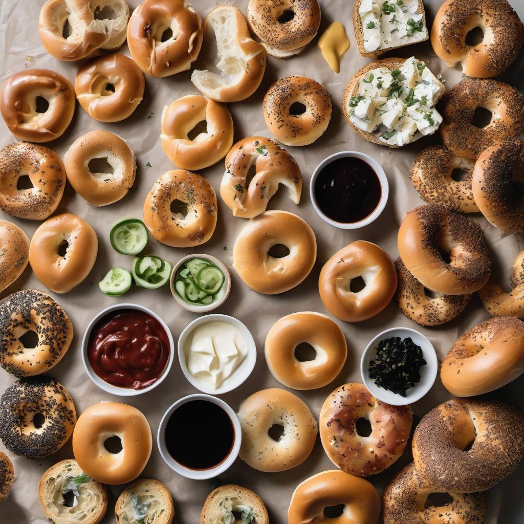 Items needed to answer the question, How do I make Pizza Bagel Bites with a fun twist. Items include:  bagels  sauce  cheese  toppings