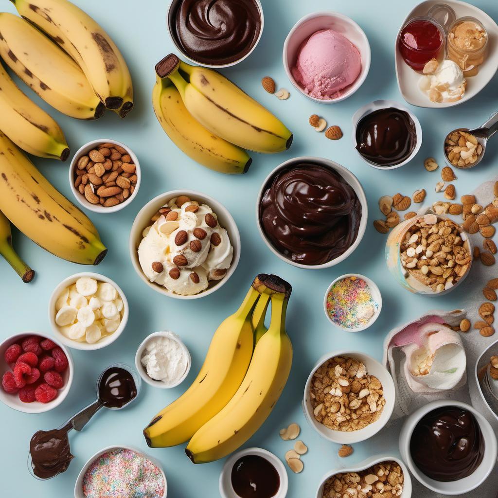 Items needed to answer the question, How do I surprise my friends with a Banana Split with Sprinkles. Items include:  Bananas  Ice cream scoops (assorted flavors)  Hot fudge sauce  Whipped cream  Crushed nuts (peanuts or almonds)  Rainbow sprinkles  Maraschino cherries