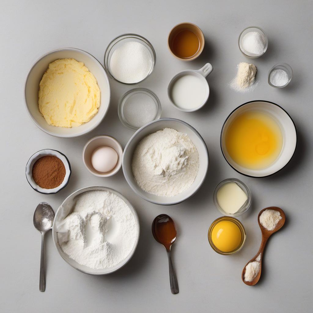 Items needed to answer the question, How do I bake the perfect Vanilla Cupcakes. Items include:  all-purpose flour  baking powder  salt  unsalted butter  granulated sugar  large eggs  vanilla extract  milk