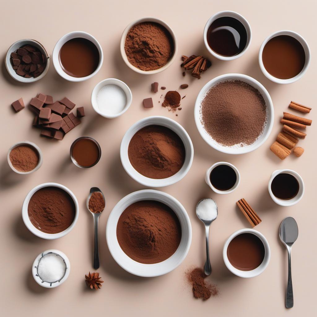 Items needed to answer the question, How do I make a creamy and dairy-free hot chocolate. Items include:  non-dairy milk  cocoa powder  sweetener (e.g., maple syrup)  vanilla extract  salt