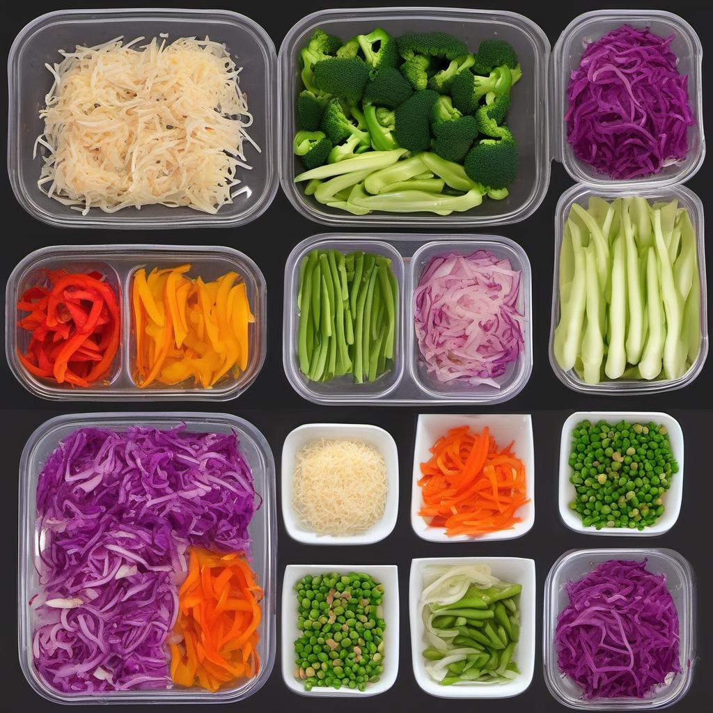 Items needed to answer the question, How do I whip up a tasty rainbow stir-fry. Items include:  Bell peppers  Carrots  Broccoli  Snap peas  Red cabbage  Red onions  Soy sauce  Sesame oil  Minced garlic  Ginger  Honey  Fresh cilantro or basil leaves
