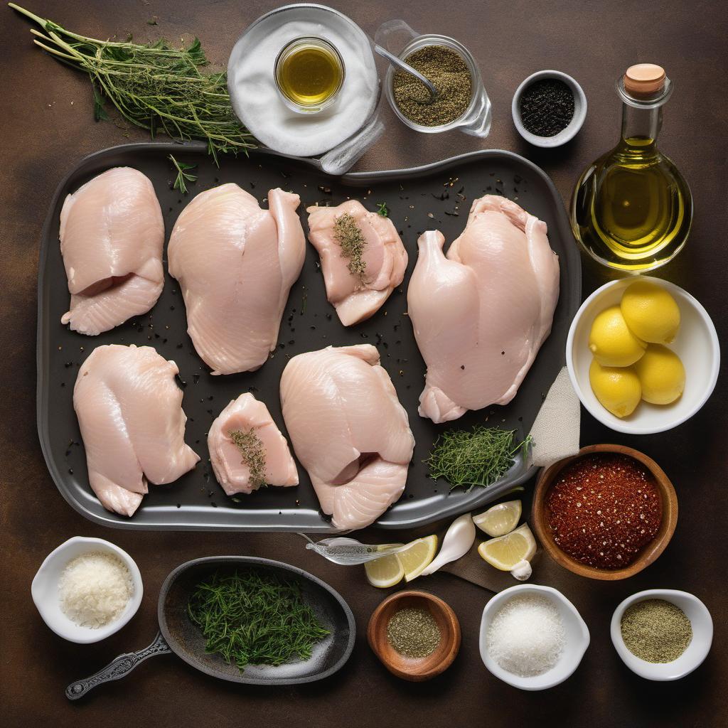 Items needed to answer the question, How do I marinate grilled chicken breasts for maximum flavor. Items include:  Boneless, Skinless Chicken Breasts  Olive Oil  Soy Sauce  Lemon Juice  Minced Garlic  Dried Oregano  Dried Thyme  Salt  Freshly Ground Black Pepper