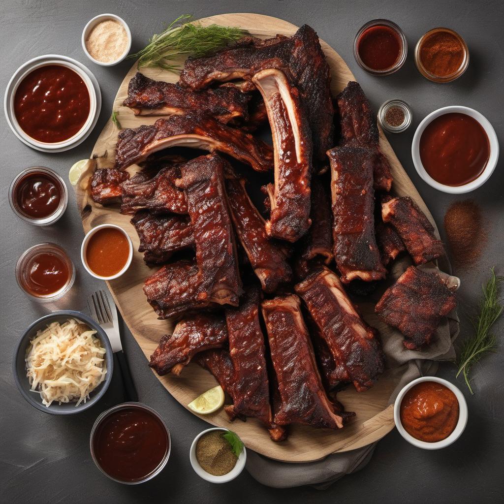 Items needed to answer the question, How do I make finger-lickin BBQ ribs. Items include:  Ribs  Dry Rub  BBQ Sauce