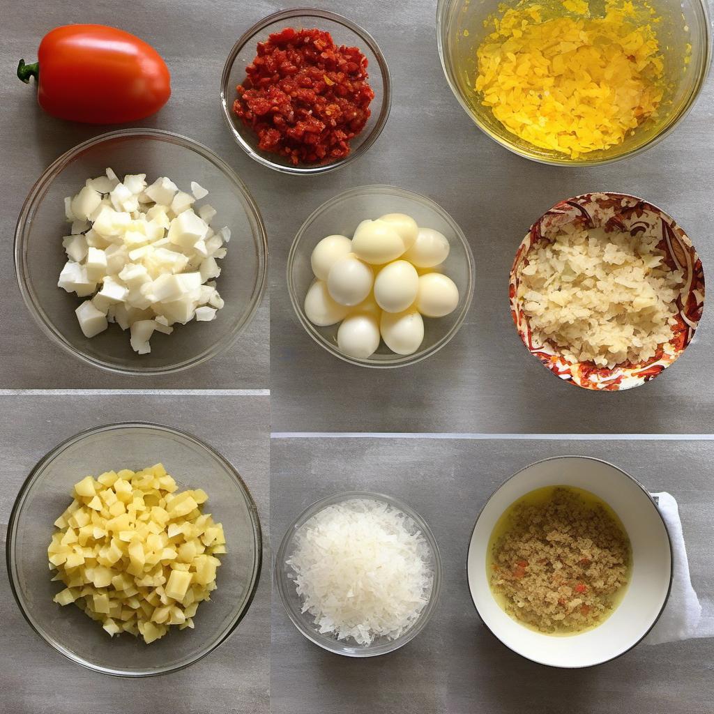 Items needed to answer the question, How do I make Shakshuka for brunch. Items include:  eggs  olive oil  onion  garlic  bell pepper  tomatoes  cumin  paprika  cayenne pepper  salt  pepper  fresh herbs