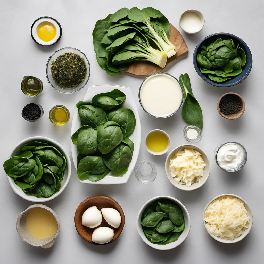 Items needed to answer the question, How do I make a healthier version of Spinach and Artichoke Dip. Items include:  Frozen Spinach  Artichoke Hearts  Greek Yogurt  Shredded Parmesan Cheese  Mayonnaise  Grated Mozzarella Cheese  Minced Garlic  Lemon Juice  Salt and Pepper