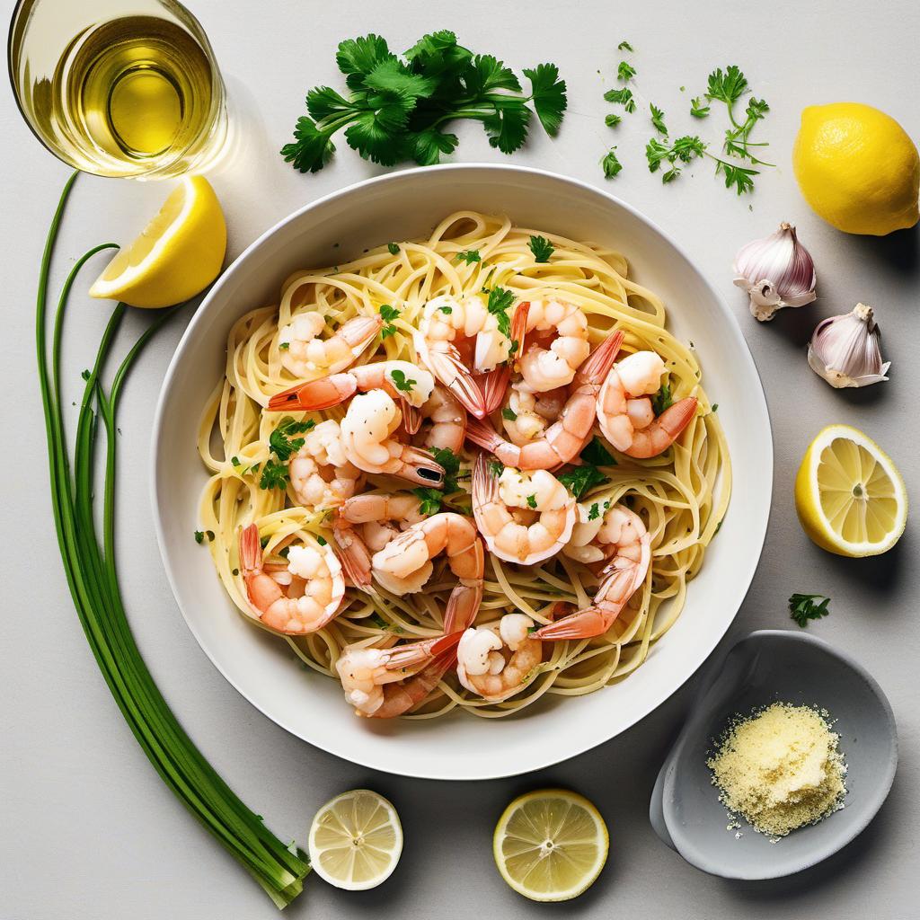 Items needed to answer the question, How do I make Shrimp Scampi with Linguine. Items include:  Shrimp  Linguine  Butter  Garlic (minced)  White wine  Lemon juice  Salt  Pepper  Fresh parsley (chopped)