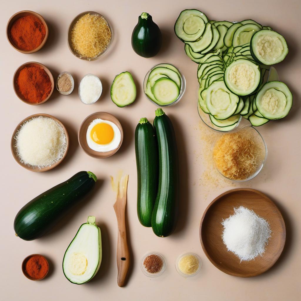Items needed to answer the question, How do I jazz up Baked Zucchini Fries with a unique twist. Items include:  zucchini  breadcrumbs  Parmesan cheese  garlic powder  smoked paprika  salt and pepper  eggs