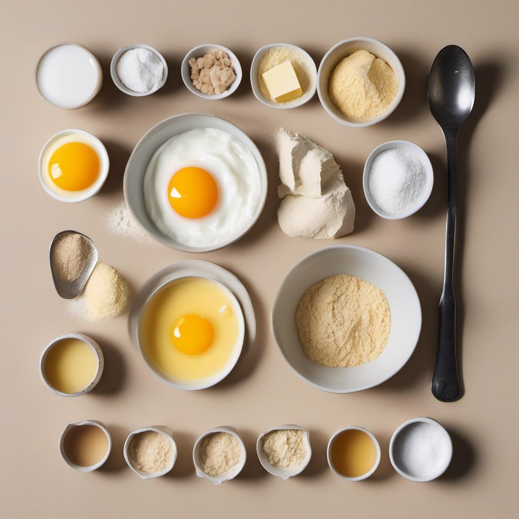 Items needed to answer the question, How do I make fluffy croissants from scratch. Items include:  all-purpose flour  sugar  salt  active dry yeast  warm milk  melted butter  beaten egg