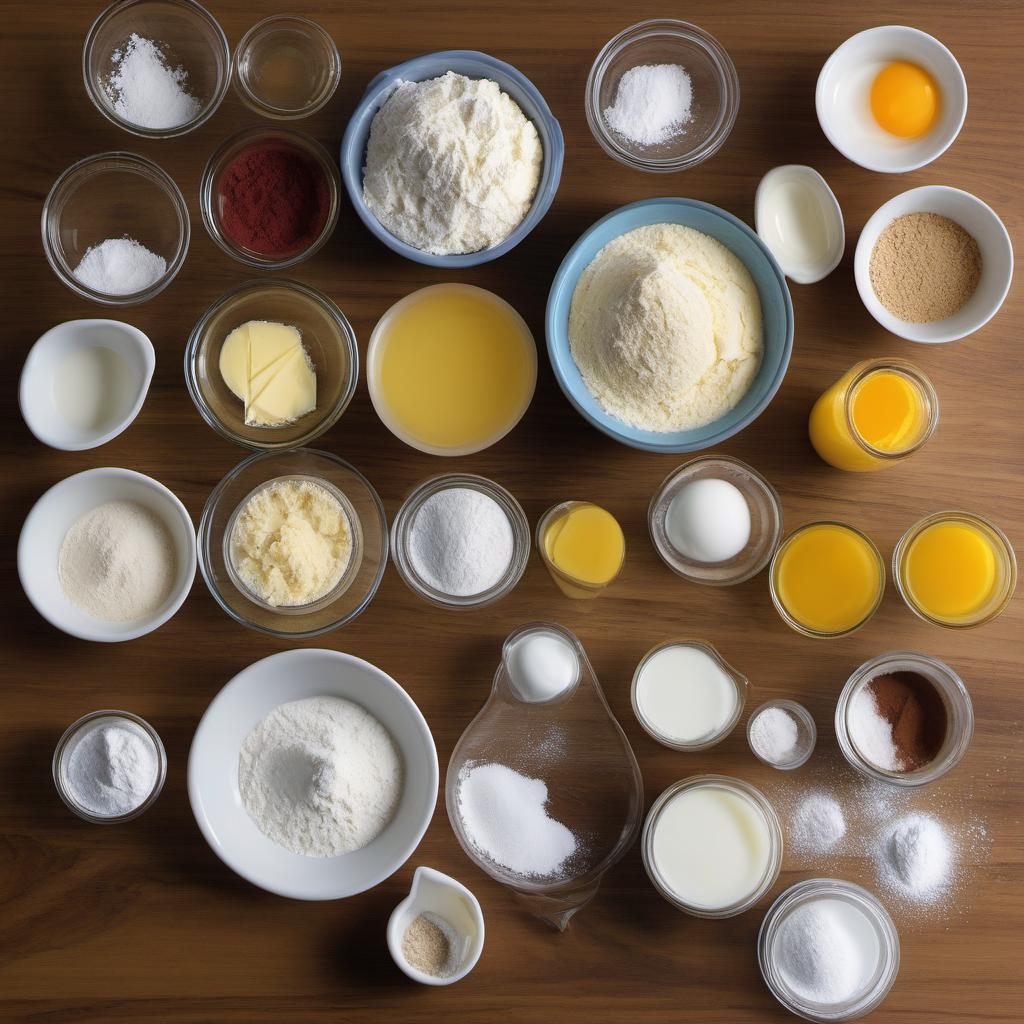 Items needed to answer the question, How do I bake Crème Brûlée cupcakes. Items include:  all-purpose flour  baking powder  salt  unsalted butter  granulated sugar  eggs  vanilla extract  milk  heavy cream  egg yolks