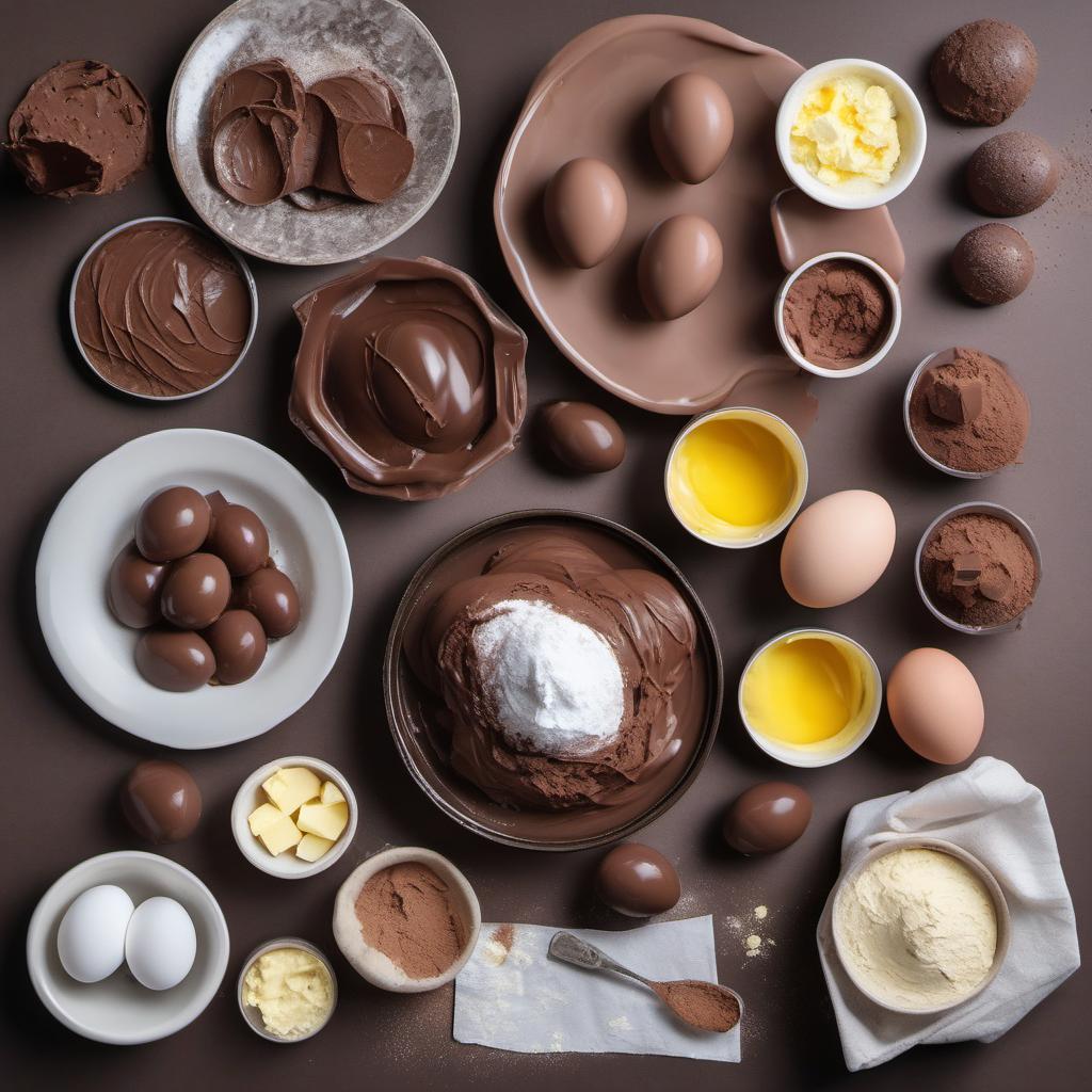 Items needed to answer the question, How do I make a molten lava cake with a surprise filling. Items include:  Chocolate  Butter  Sugar  Eggs  Flour  Surprise filling of your choice
