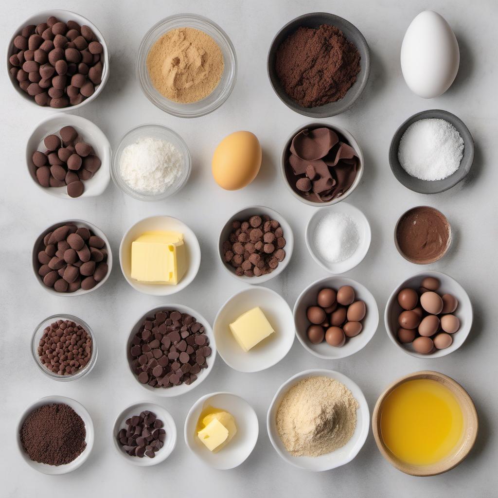 Items needed to answer the question, How do I bake a molten lava cake in a microwave. Items include:  Butter  Semi-sweet chocolate chips  Sugar  Eggs  All-purpose flour  Salt