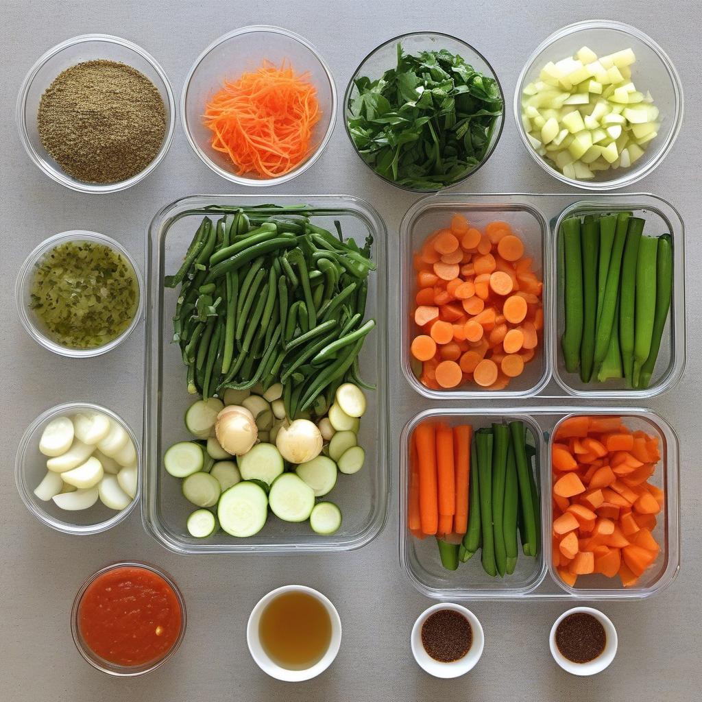 Items needed to answer the question, How do I make a hearty Minestrone Soup. Items include:  Onion  Carrots  Celery stalks  Garlic cloves  Crushed tomatoes  Dried basil  Dried oregano  Salt  Black pepper  Vegetable broth  Zucchini  Potatoes  Green beans  Tomatoes  Pasta  Spinach leaves