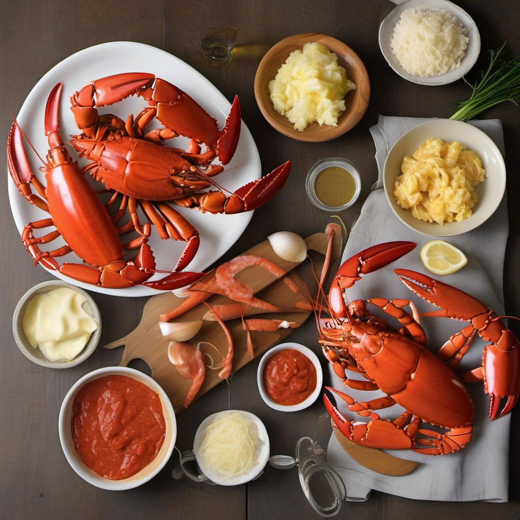 Items needed to answer the question, How do I infuse a touch of elegance into Lobster Bisque. Items include:  Lobsters  Butter  Onion  Carrots  Celery stalks  Garlic cloves  Tomato paste  Brandy  Seafood or vegetable stock  Heavy cream  Paprika  Salt  Pepper