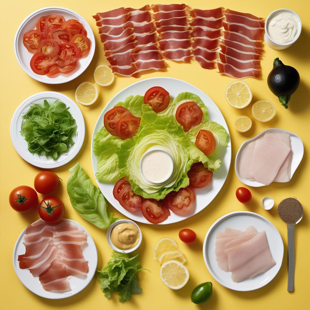 Items needed to answer the question, How do I make a deconstructed BLT salad. Items include:  Bacon  Iceberg lettuce  Tomatoes  Mayonnaise  Dijon mustard  Lemon juice  Salt  Pepper