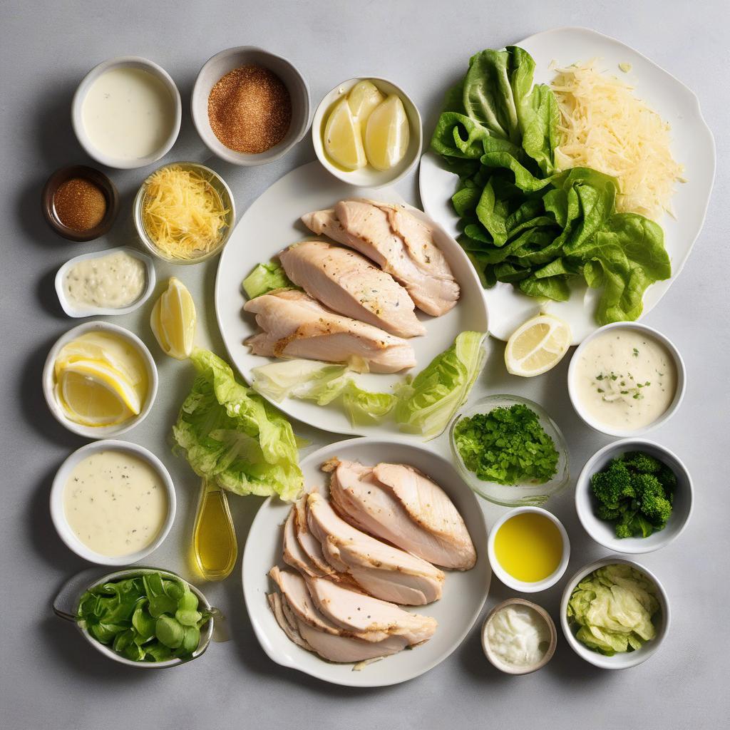 Items needed to answer the question, How do I add a flavorful twist to my Chicken Caesar Wrap. Items include:  Chicken breasts  Olive oil  Lemon juice  Minced garlic  Salt and pepper  Mayonnaise  Dijon mustard  Grated Parmesan cheese  Romaine lettuce  Black pepper  Large tortilla